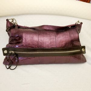 Cocomojo Purple Leather Zipper Bag
